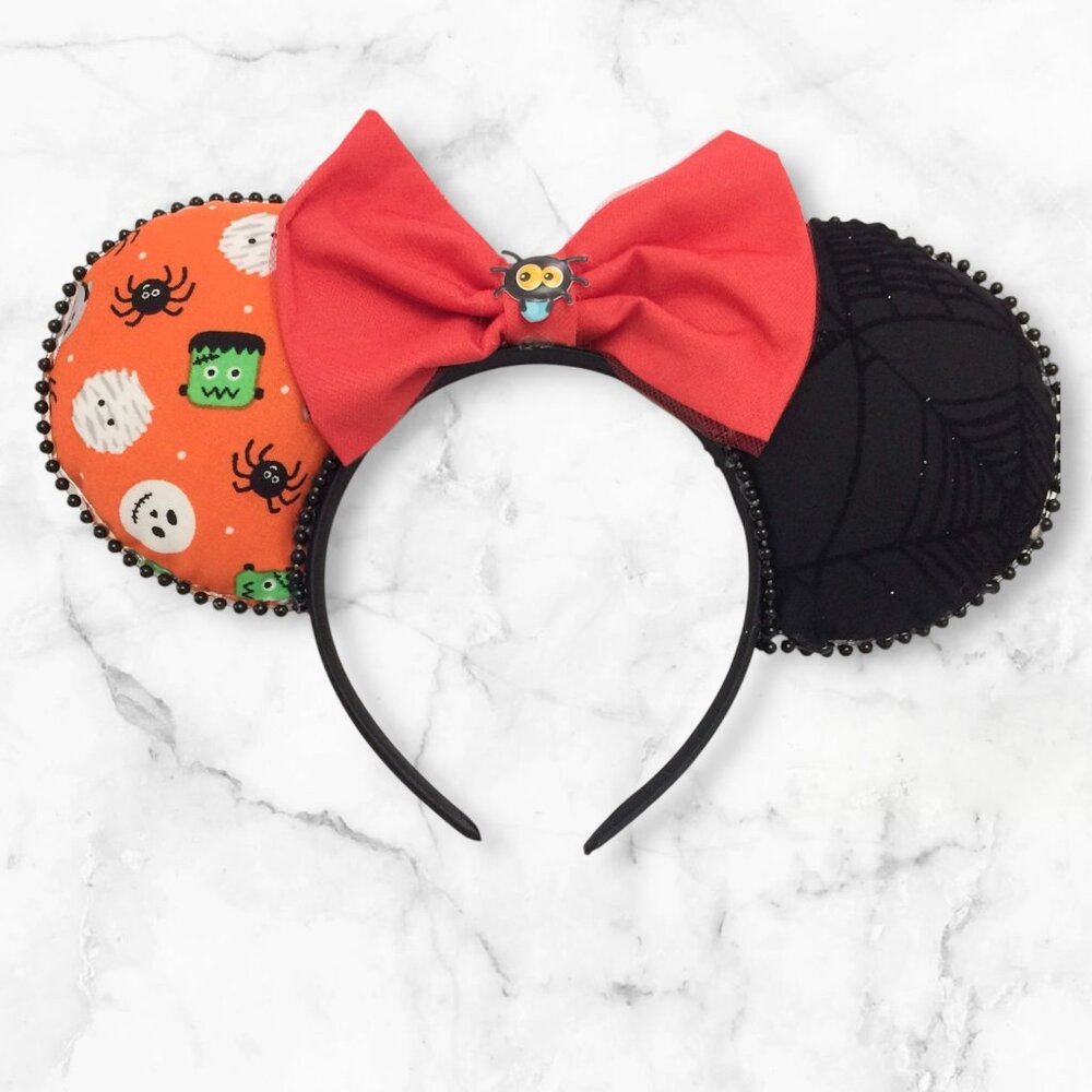 Halloween Mouse Ears Headband with a Matching Red Bow Brand New Handmade
